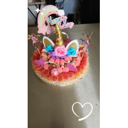 gateau bonbons licorne anniversaire fete enfants bébé adultes barbecue gender haribo
