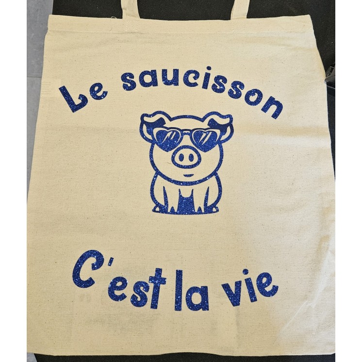Sac toile bleu pailleté