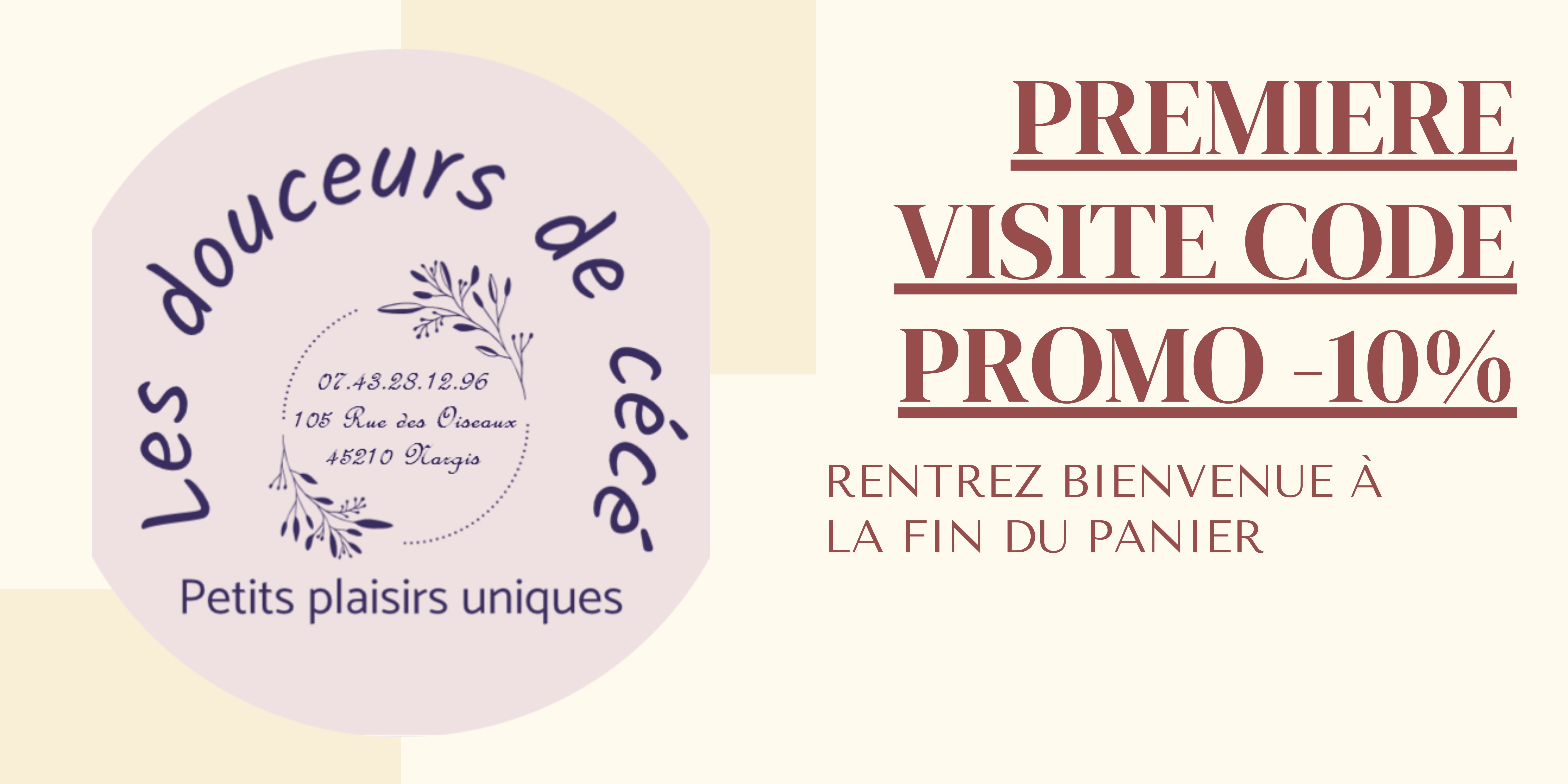Profitez de -10% a votre premiere commande avec le code BIENVENUE !!!!  Du 4 au 31 Aout chaque commande vous donne droit a une paticipation au jeu concours afin de remporter un bon d'achat de 25 euros sur la boutique . Tirage le 1er septembre 2025